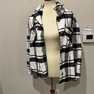 LOVE TREE shacket SHIRT flannel button down BLACK BOHO WESTERN, Size S